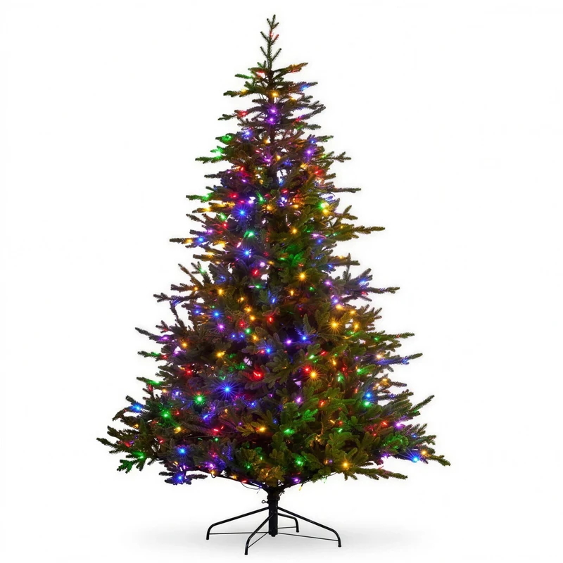 Christabelle 2.7m 9ft Bellewood Fir Christmas Tree Pre Lit Multi Function LED Foot Pedal Power Connect Hinged
