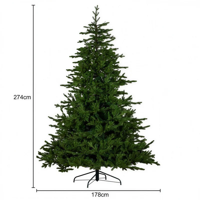Christabelle 2.7m 9ft Bellewood Fir Christmas Tree Pre Lit Multi Function LED Foot Pedal Power Connect Hinged