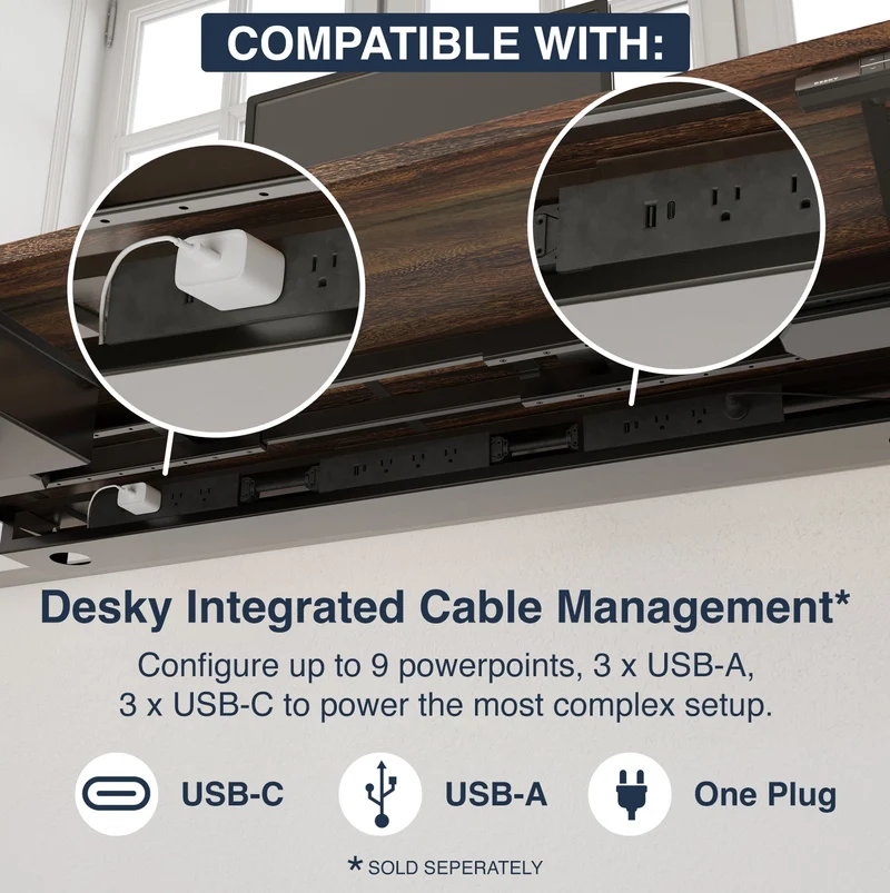 Desky Dual Hardwood Sit Stand Desk 200cm Maple Desktop and Wheat Frame