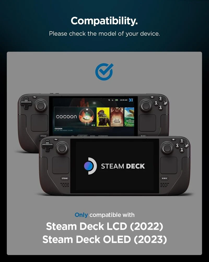 Spigen Valve Steam Deck OLED 2023 / LCD 2022 EZ Fit GLAS.tR Slim 1PC Video Game Accessories - Clear