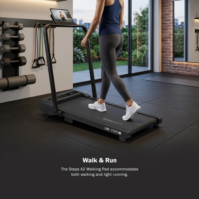 LSG Steps A2 Walking Pad Extra Wide 400mm Under Desk Fold-Down Treadmill Incline