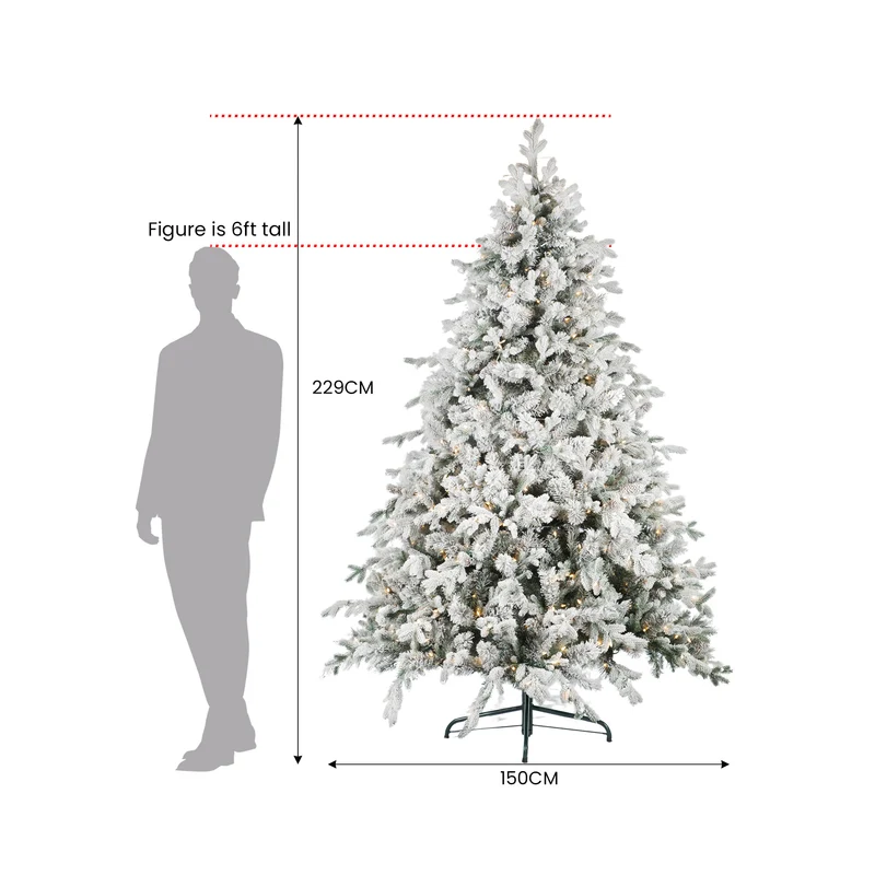 Christabelle 2.3m Snowy Dorchester Pre-Lit Christmas Tree with 1198 Tips