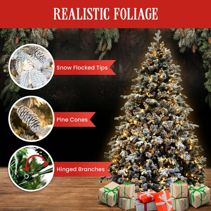 Christabelle 2.7m 9ft Christmas Tree with Twinkle Lights- Snowy Dorchester