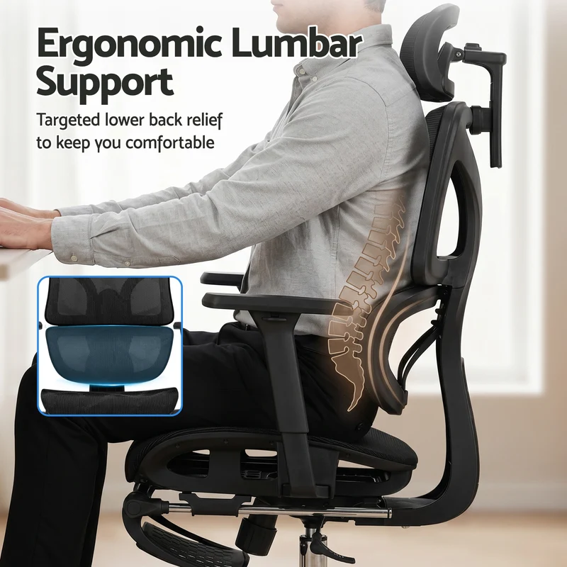 Artiss Ergonomic Office Chair Footrest (Black)