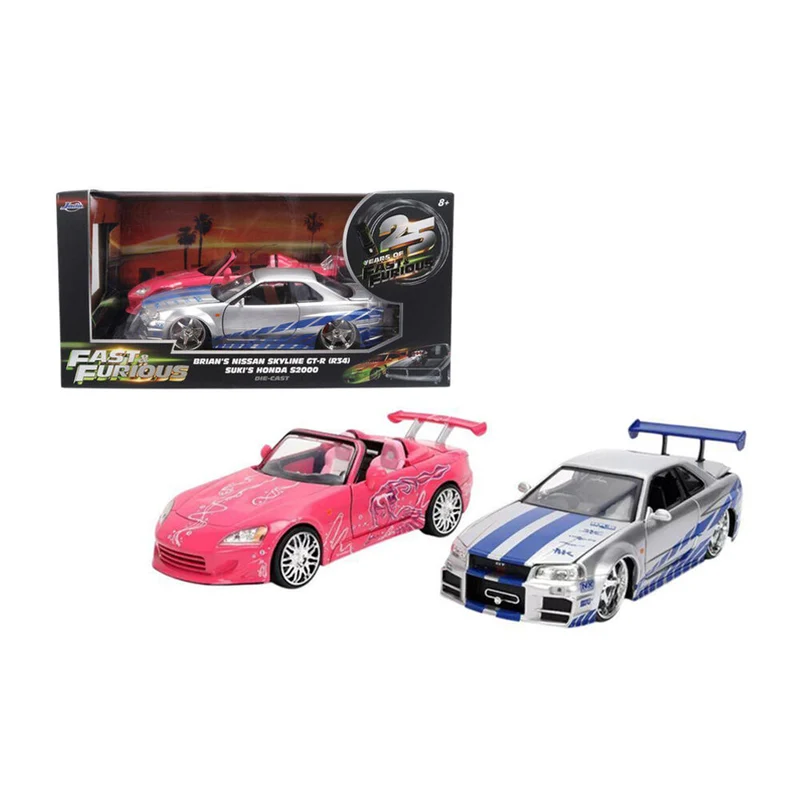 Jada 1:24 Nissan Brian's Skyline GT-R R34 & Honda Suki's 2001 S2000 Model Set