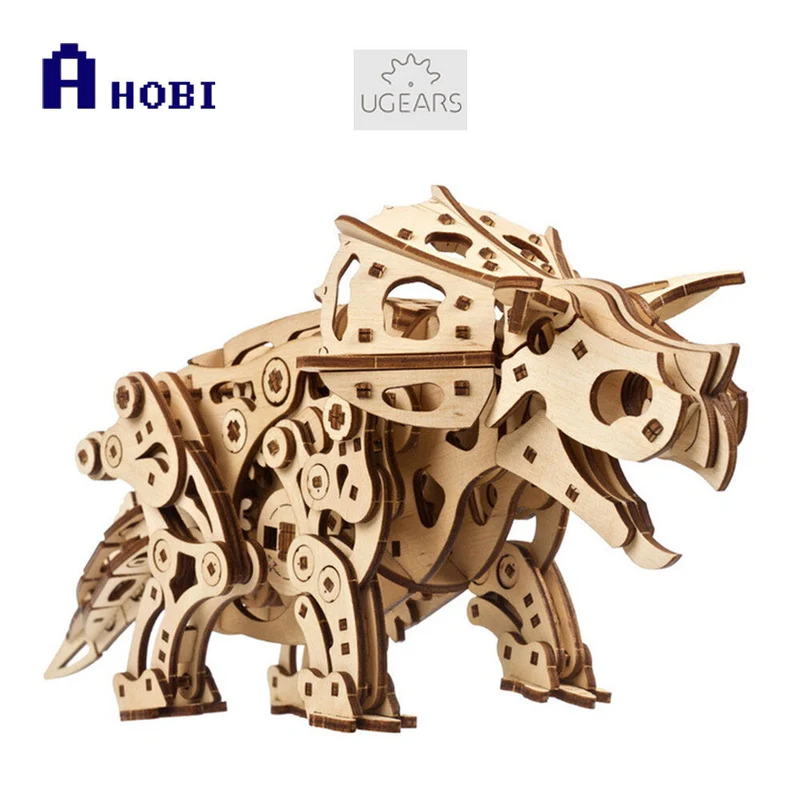 Ugears Triceratops Mechanical Wooden 3D Puzzle Model Kit