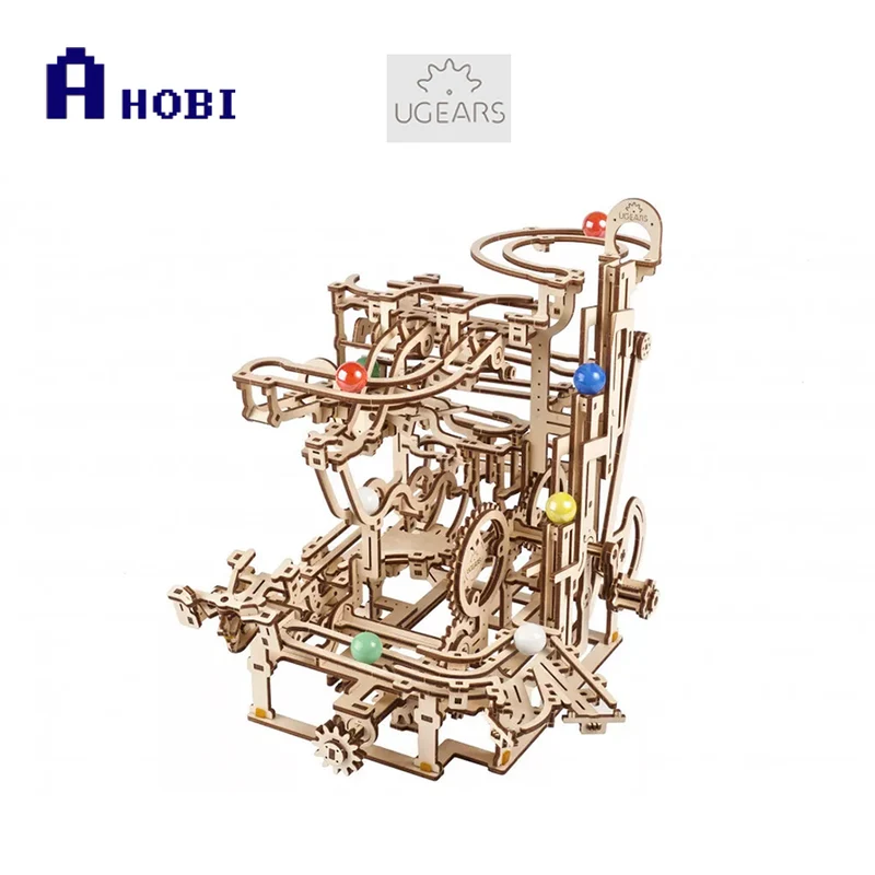 Ugears Marble Run Tiered Hoist Mechanical Wooden Puzzle Model Kit
