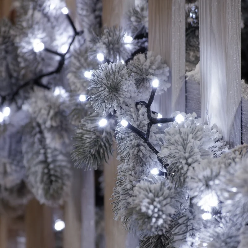 Lexi Lighting 360 LED Fairy Light Chain - Dark Green Cable - Connectable - White