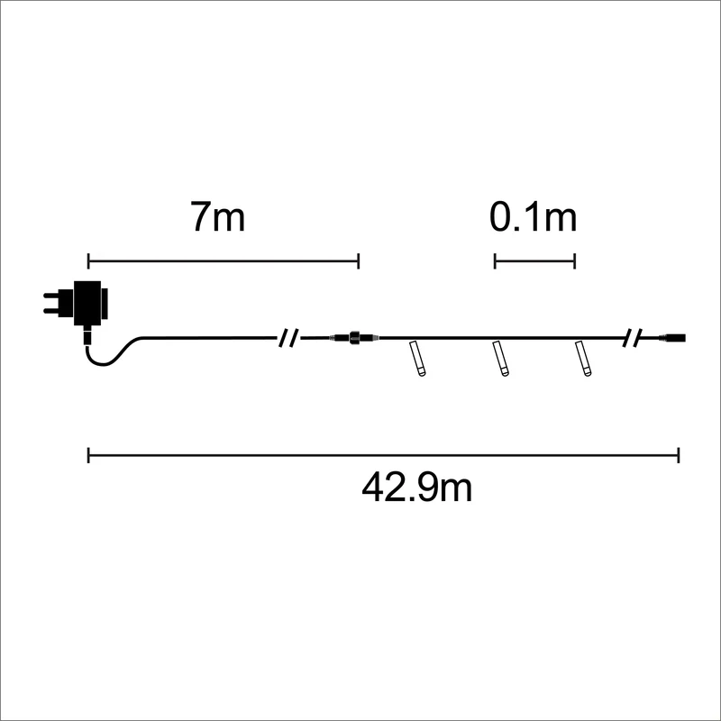 Lexi Lighting 360 LED Fairy Light Chain - Dark Green Cable - Connectable - White
