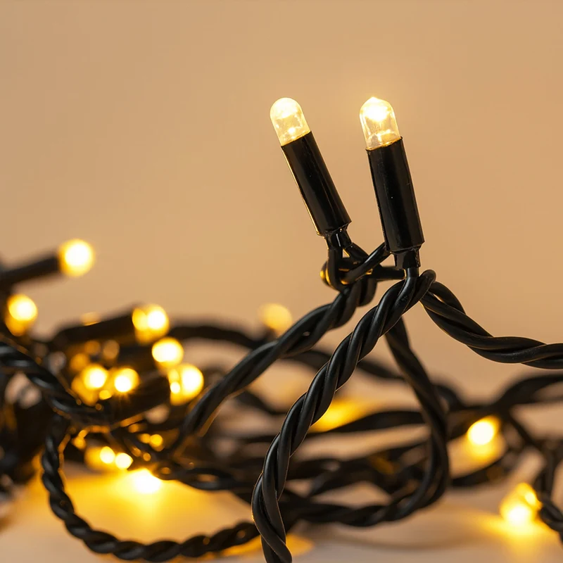 Lexi Lighting Commercial 3M Connectable LED String Light - Warm White + Flashing White - Black Rubber Cable