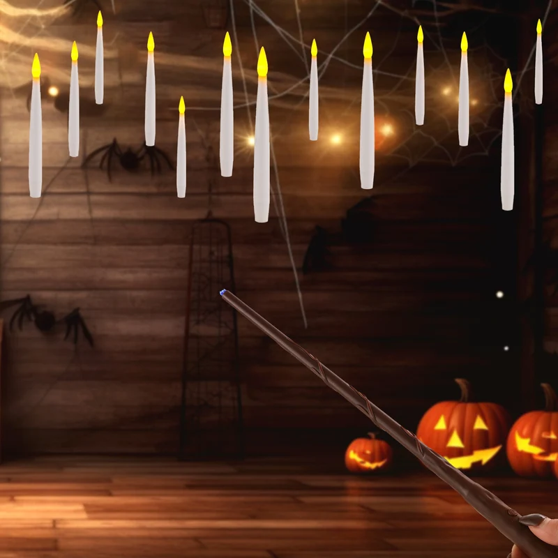 Lexi Lighting Floating Candles with Magic Wand-set of 16pcs