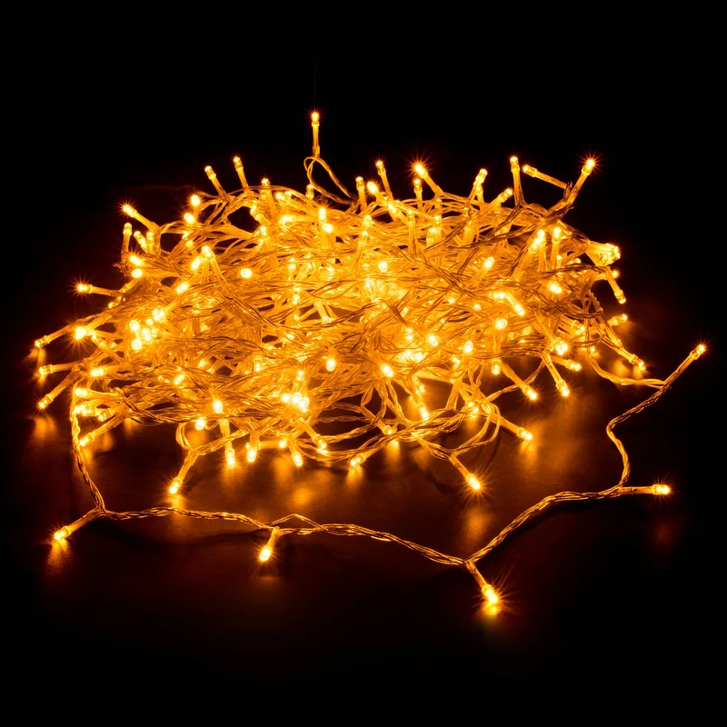 Lexi Lighting 520 LED Connectable Fairy Light Chain Clear Cable - Amber