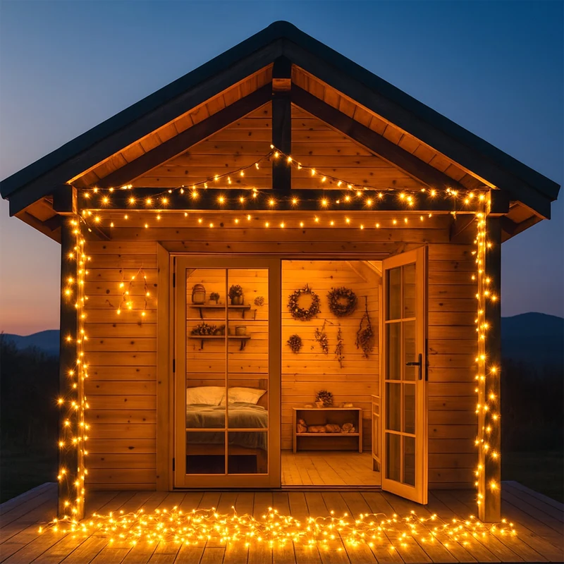 Lexi Lighting 520 LED Connectable Fairy Light Chain Clear Cable - Amber