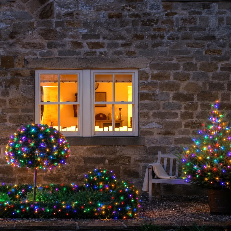 Lexi Lighting 360 LED Fairy Light Chain - Dark Green Cable - Connectable - Muticolour