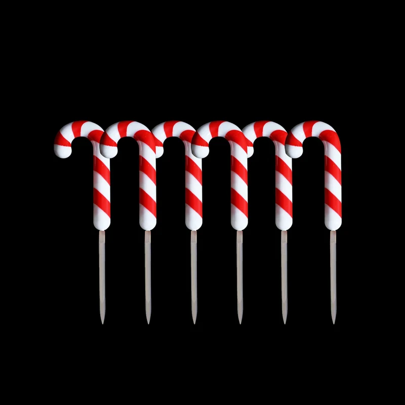 Lexi Lighting Dual Power Set of 6 LED Candy Cane Stakes Path Light