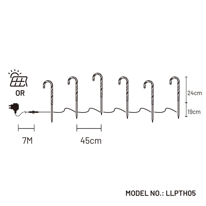 Lexi Lighting Dual Power Set of 6 LED Candy Cane Stakes Path Light