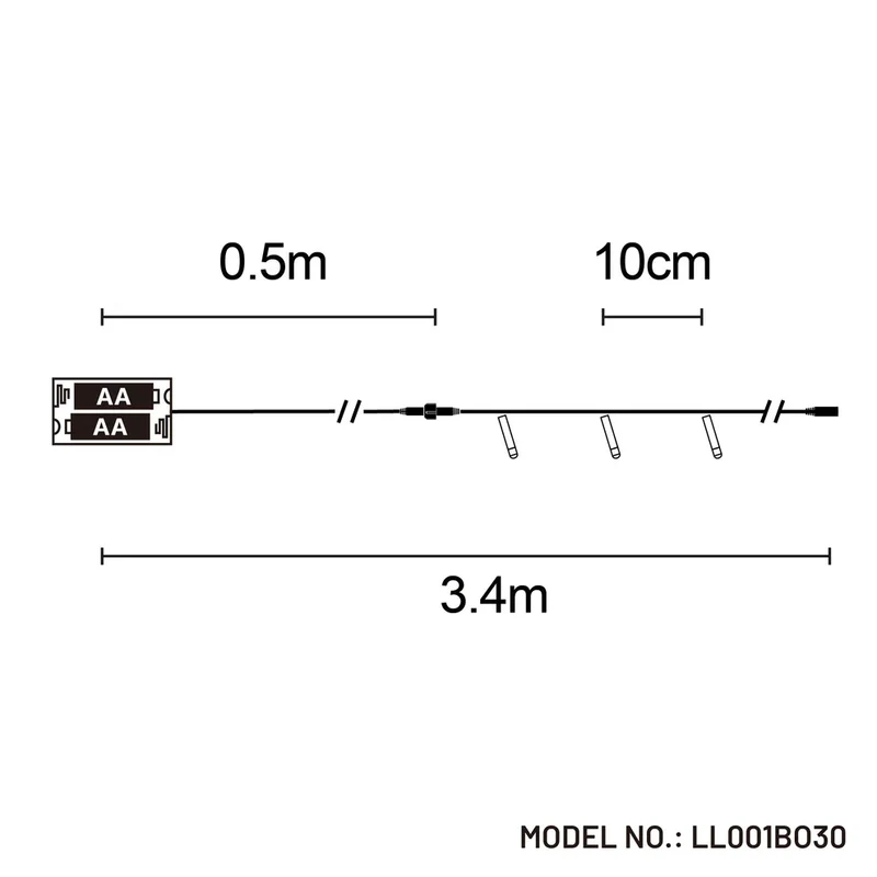 Lexi Lighting Battery Operated 30 LED String Light Clear Cable - White