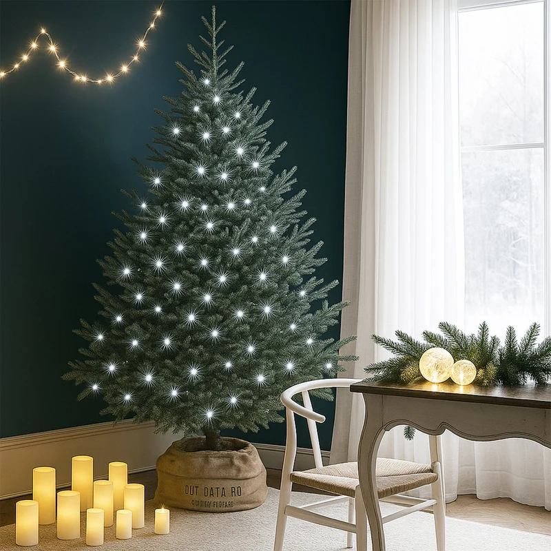 Lexi Lighting 240 LED Fairy Light Chain Dark Green Cable - White