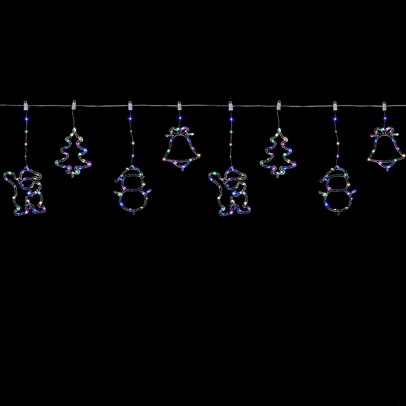 Lexi Lighting Curtain light with santa, tree, bell and snowman