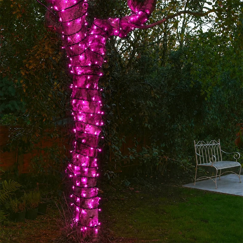 Lexi Lighting 240 LED Fairy Light Chain Dark Green Cable - Pink