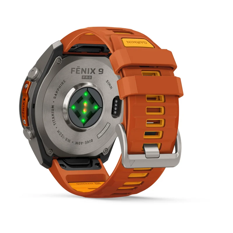 Garmin fenix 9 Pro 51mm Titanium with Autumn Orange/Spark Orange Silicone Band