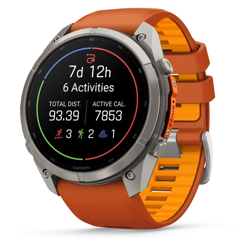 Garmin fenix 9 Pro 51mm Titanium with Autumn Orange/Spark Orange Silicone Band
