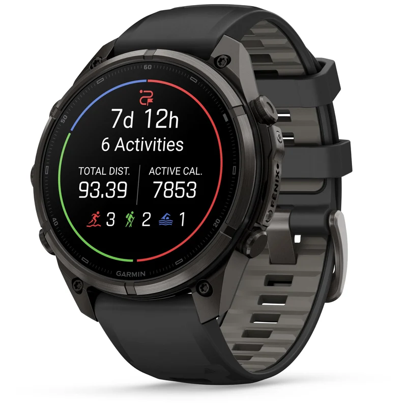 Garmin fenix 9 Pro InReach 47mm Carbon Grey DLC Titanium with Black/Pebble Grey Silicone Band