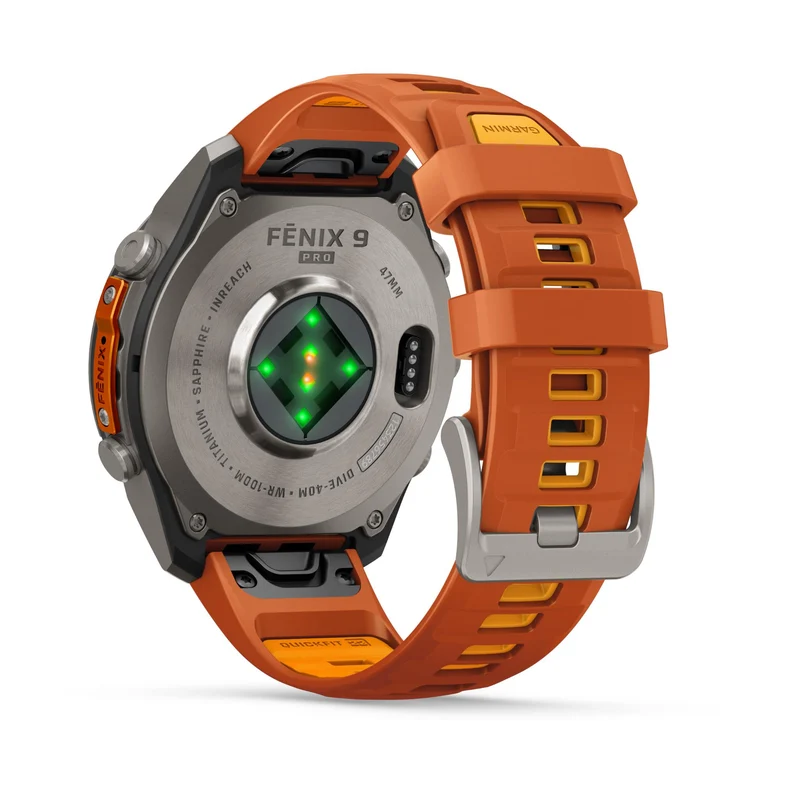 Garmin fenix 9 Pro InReach 47mm Titanium with Autumn Orange/Spark Orange Silicone Band