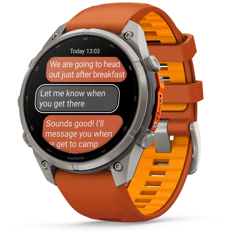 Garmin fenix 9 Pro InReach 47mm Titanium with Autumn Orange/Spark Orange Silicone Band