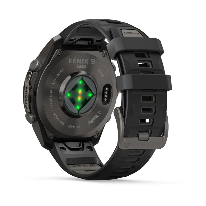 Garmin fenix 9 Pro 47mm (Carbon Grey DLC Titanium with Black/Pebble Grey Silicone Band)