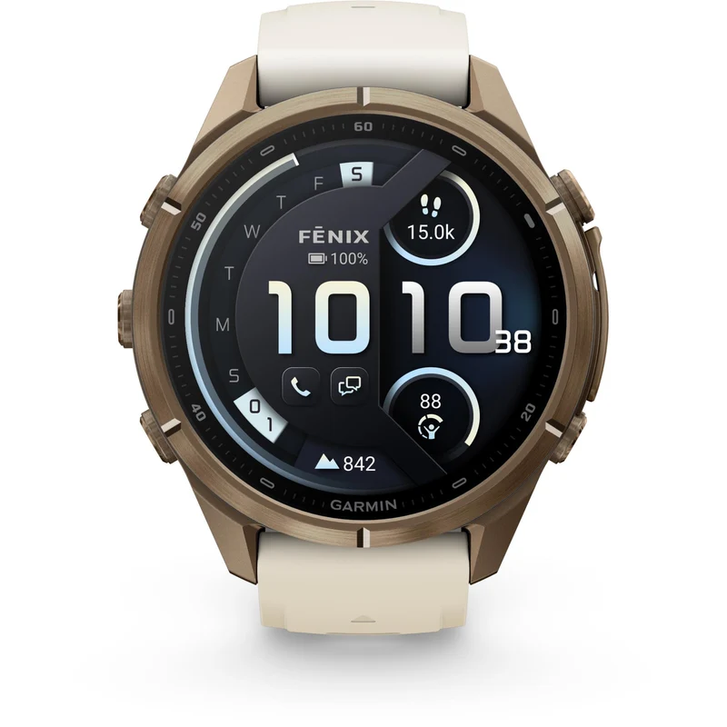 Garmin fenix 9 Pro InReach 43mm Autumn Gold Titanium with Cream/French Grey Silicone Band