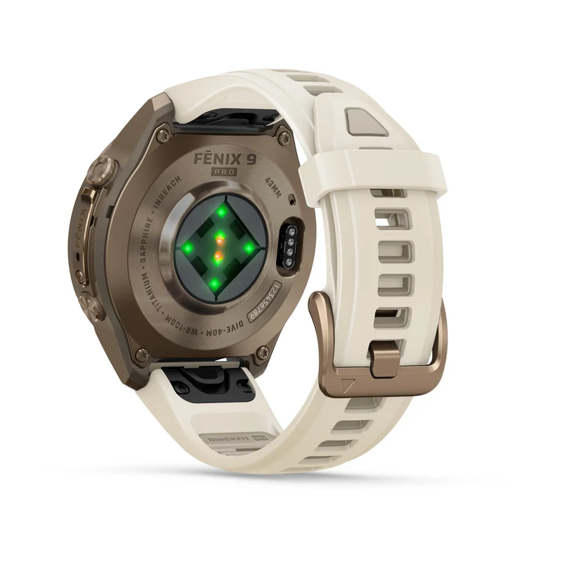 Garmin fenix 9 Pro InReach 43mm Autumn Gold Titanium with Cream/French Grey Silicone Band