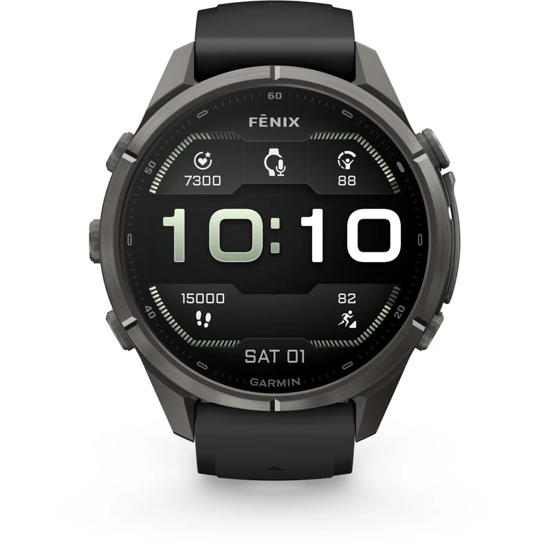 Garmin fenix 9 Pro 43mm Carbon Grey DLC Titanium with Black/Pebble Grey Silicone Band