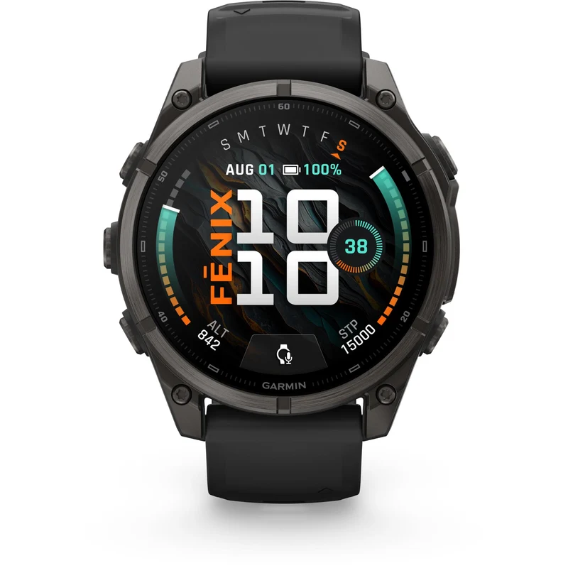 Garmin fenix 9 47mm Carbon Grey DLC Titanium with Black Silicone Band