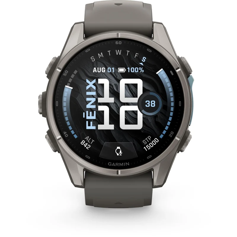 Garmin fenix 9 43mm Titanium with Pebble Grey Silicone Band