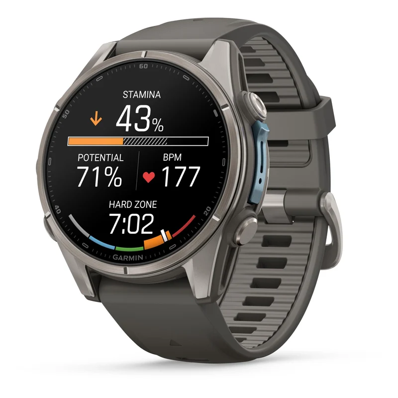 Garmin fenix 9 43mm Titanium with Pebble Grey Silicone Band