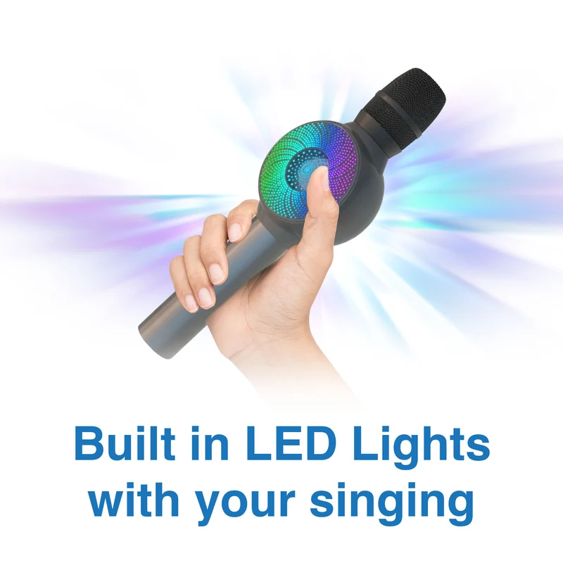 Laser LED Wireless Karaoke Microphone Rechargeable (Silver)
