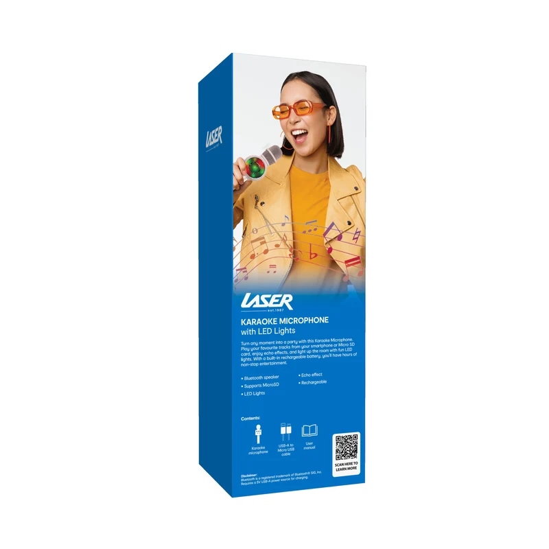 Laser LED Karaoke Microphone (Rose Gold)