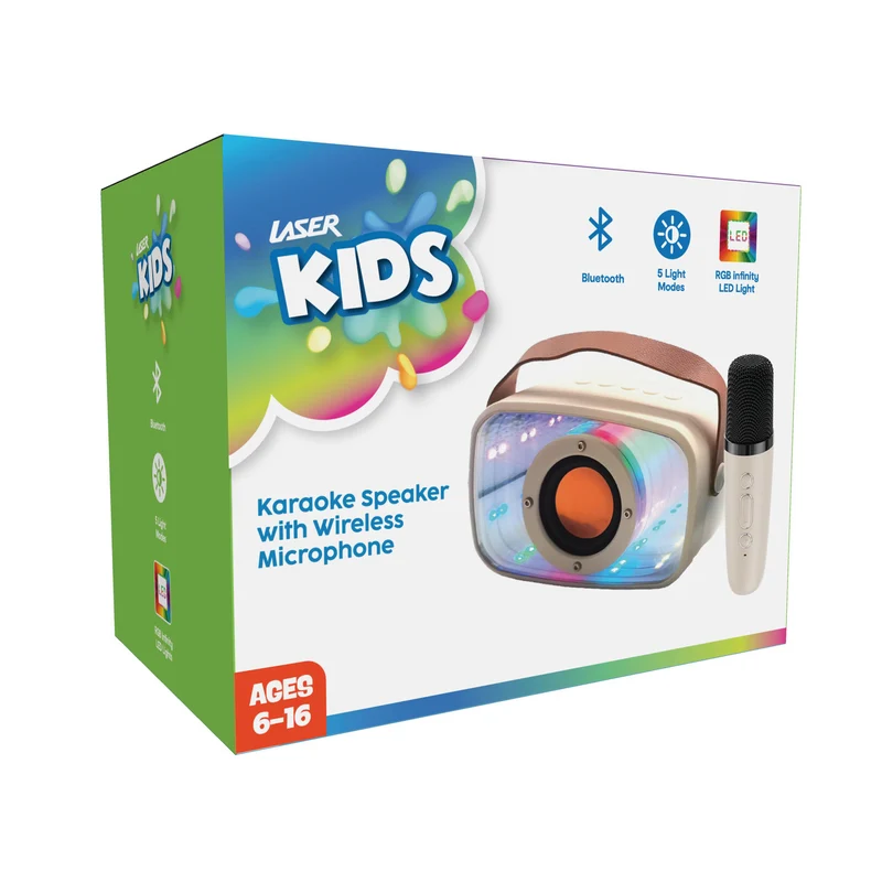 Laser Karaoke Speaker with Infinity Light Show and Mic