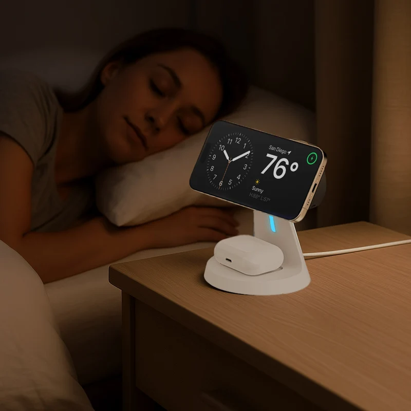 Laser 3 in 1 Wireless Charging Stand for Phone and Watch (White)