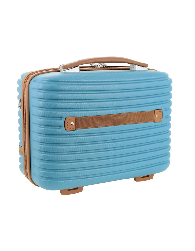 Pierre Cardin Medium Hardshell Suitcase and Beauty Case Set (Blue)