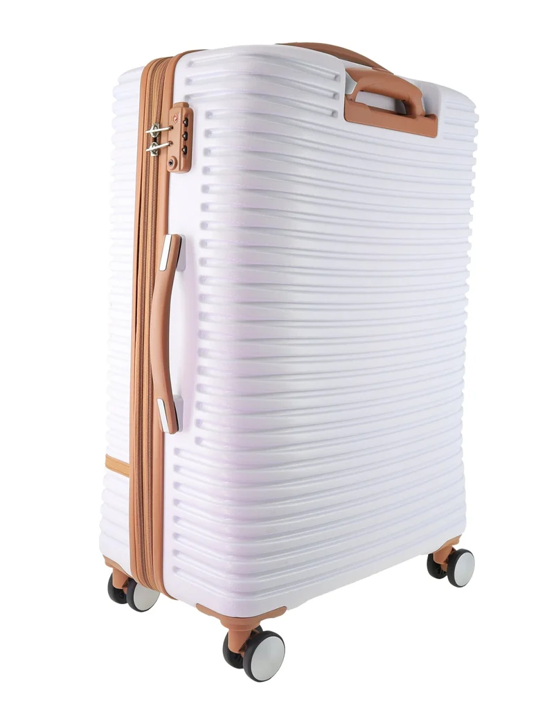 Pierre Cardin Medium Hard-Shell Suitcase Travel Luggage 70cm (White)