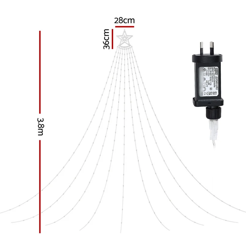 Jingle Jollys 3.8M Christmas Lights Waterfall String Light 340 LED
