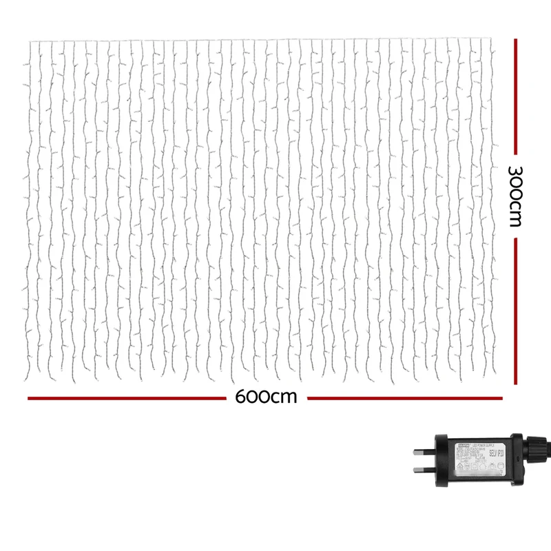Jingle Jollys 6x3m Christmas Curtain Lights 960 LED RGB Remote Hanging Fairy Backdrop