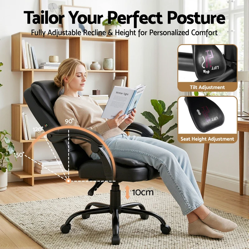 Artiss Massage Office Chair Executive Computer Gaming Chairs PU Leather (Black)