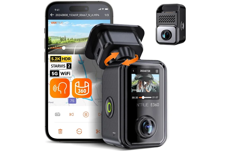 Vantrue E360 5.2K 360 Panoramic Dash Cam