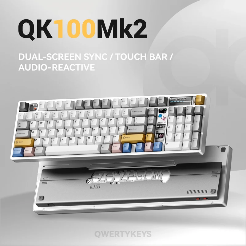 Qwertykeys QK100 Mk2 Prebuilt Wireless Mechanical Keyboard (Aquamarine Blue)
