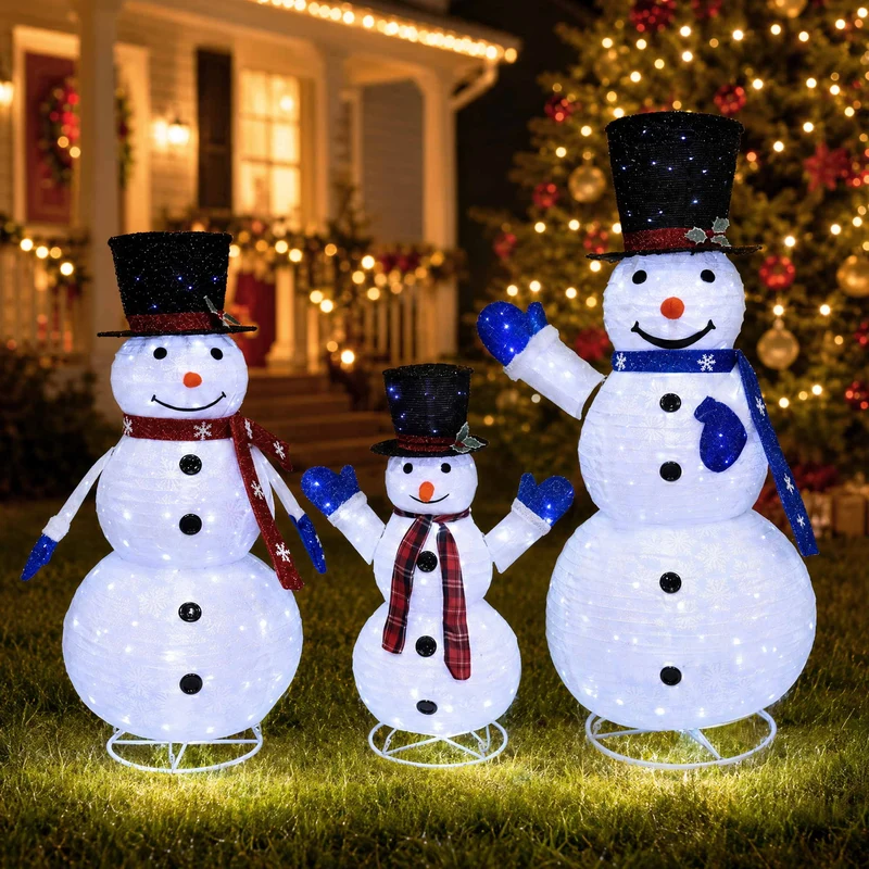 Jingle Jollys Christmas Lights 330 LED Fairy Light 3pcs Snowman Decorations Set