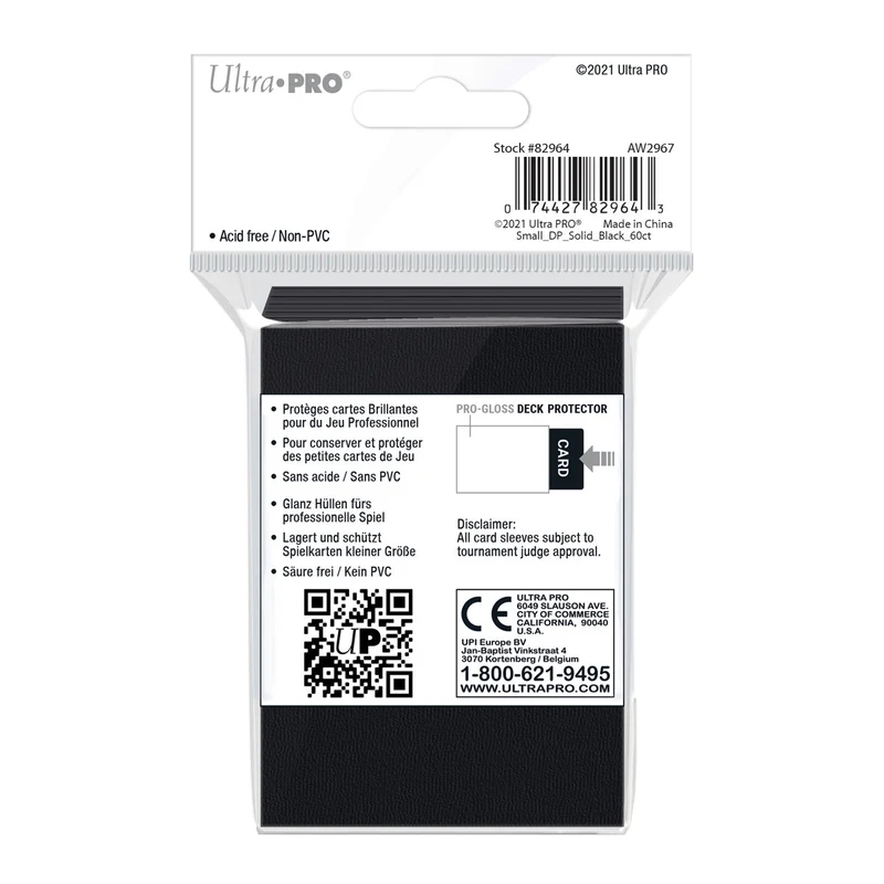 Ultra Pro: UP82964 PRO-Gloss 60ct Small Deck Protector sleeves (Black)