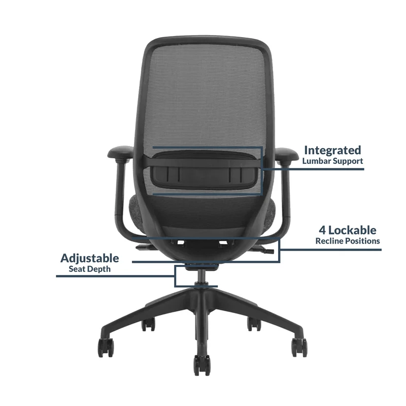 Desky CoilFlex Ergonomic Office Chair - Black / No Headrest